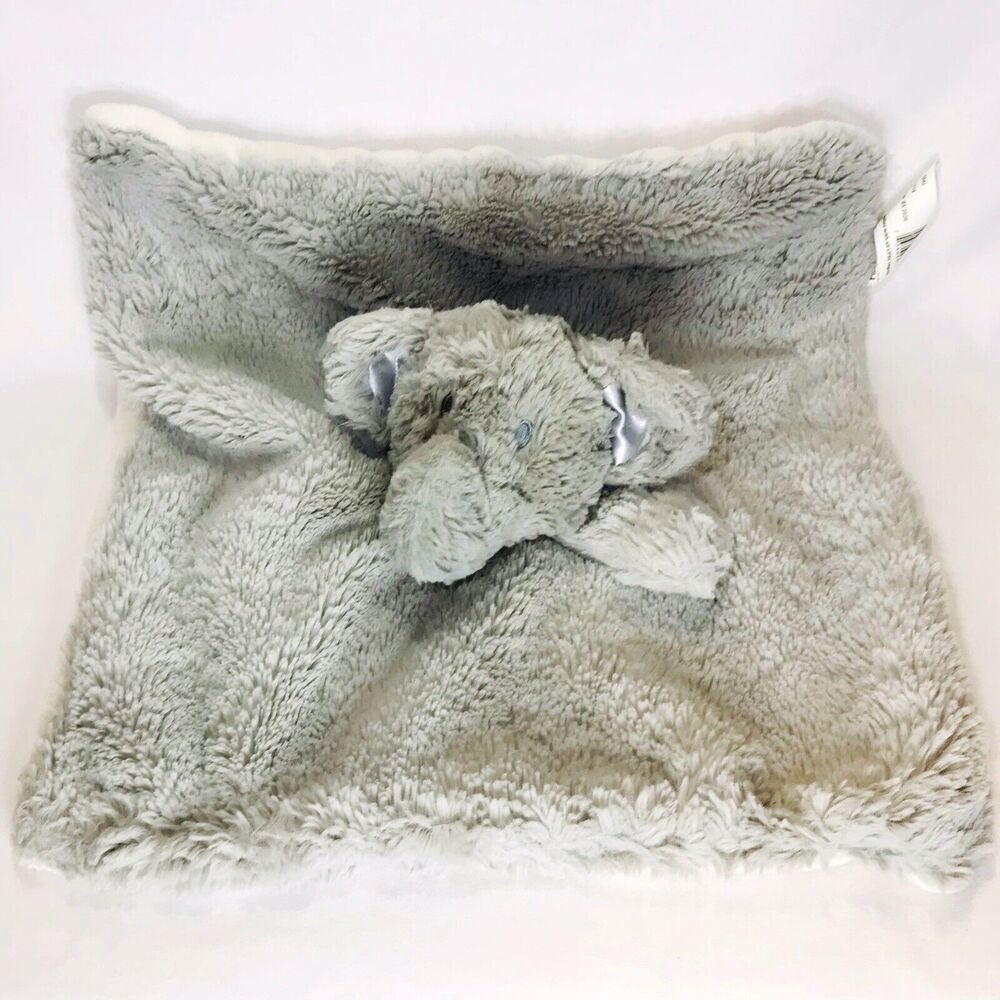 Kellytoy Elephant Plush Lovey Security Blanket Stuffed Animal Gray Rattle 13”